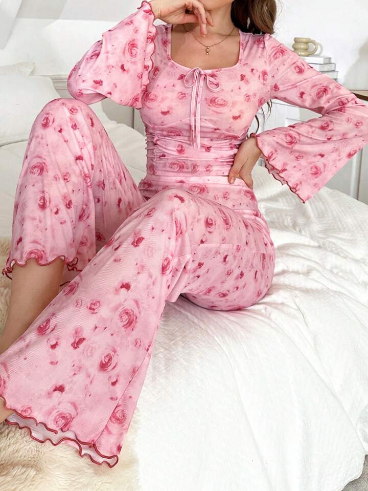 Ensemble pyjama imprimé floral