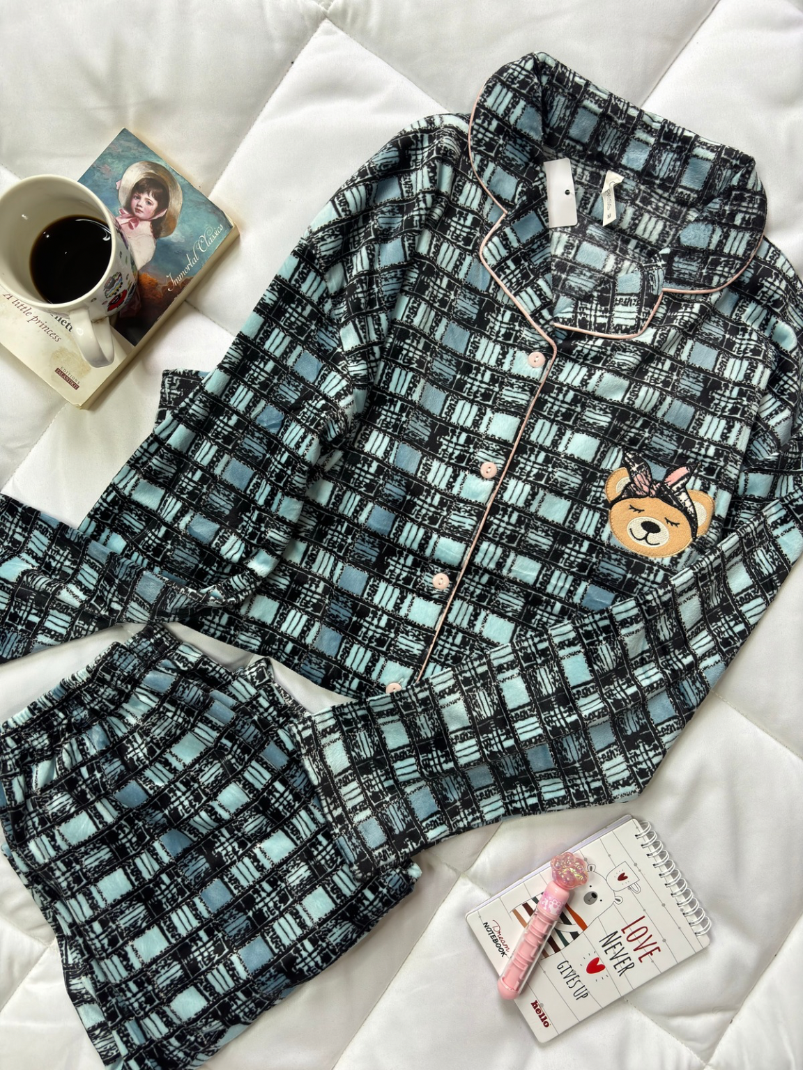 Pyjamas d’hiver velours boutonné Caress M134