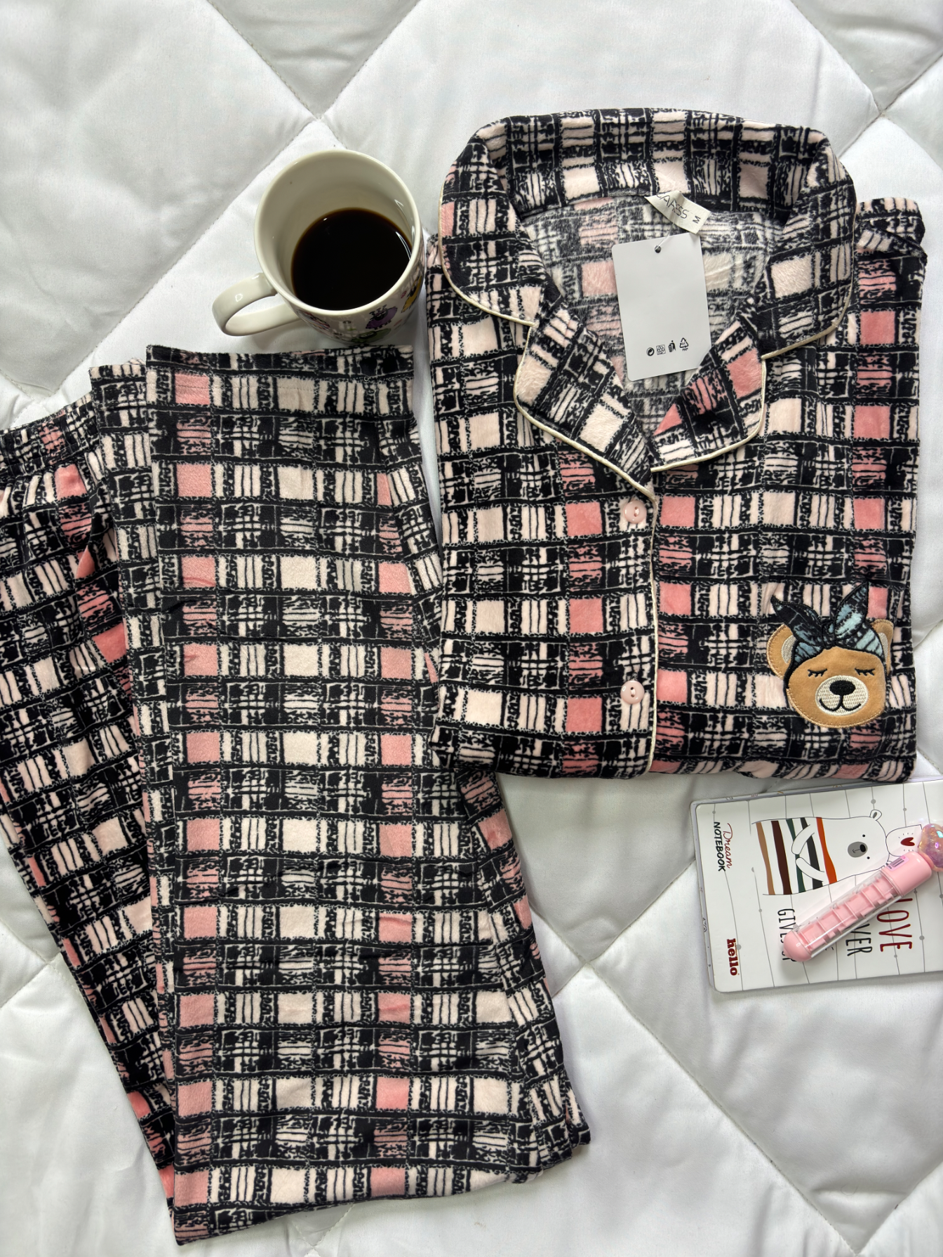 Pyjamas d’hiver velours boutonné Caress M134