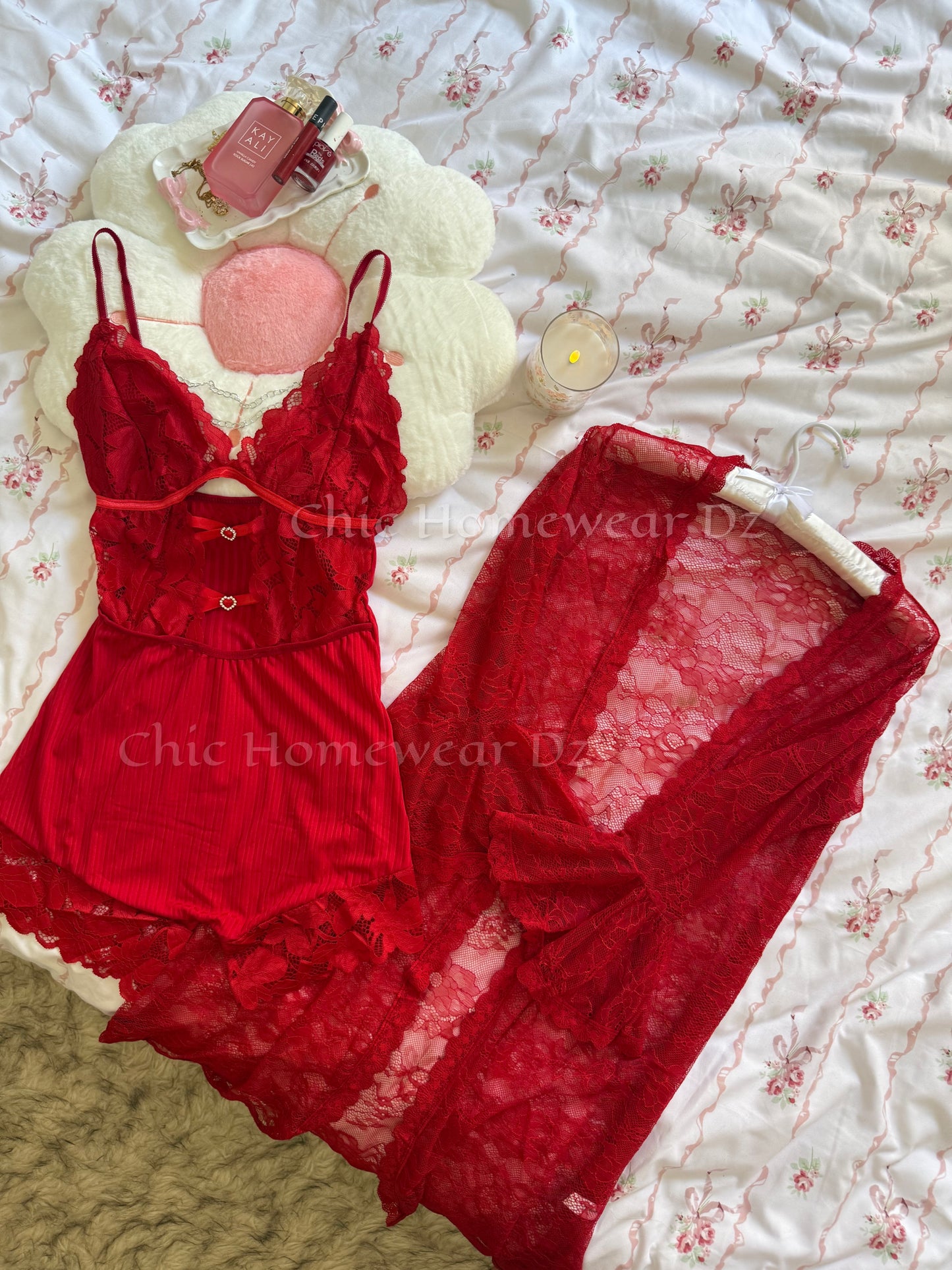 Ensemble Combishort & kimono en dentelle