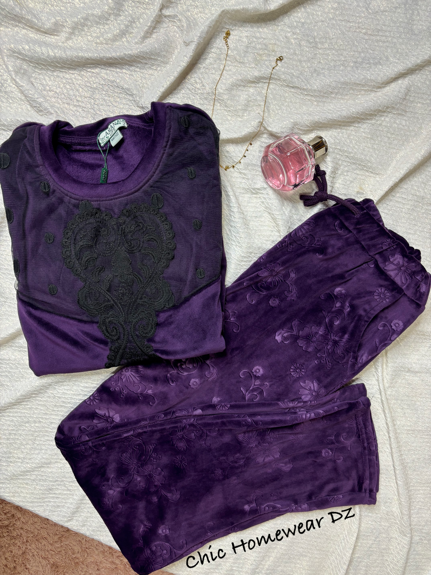 Pyjamas Velours Dentelle