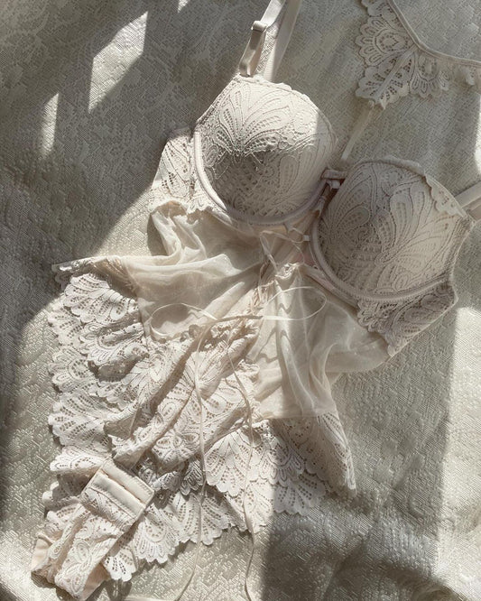 Corset H en tulle Transparent & dentelle