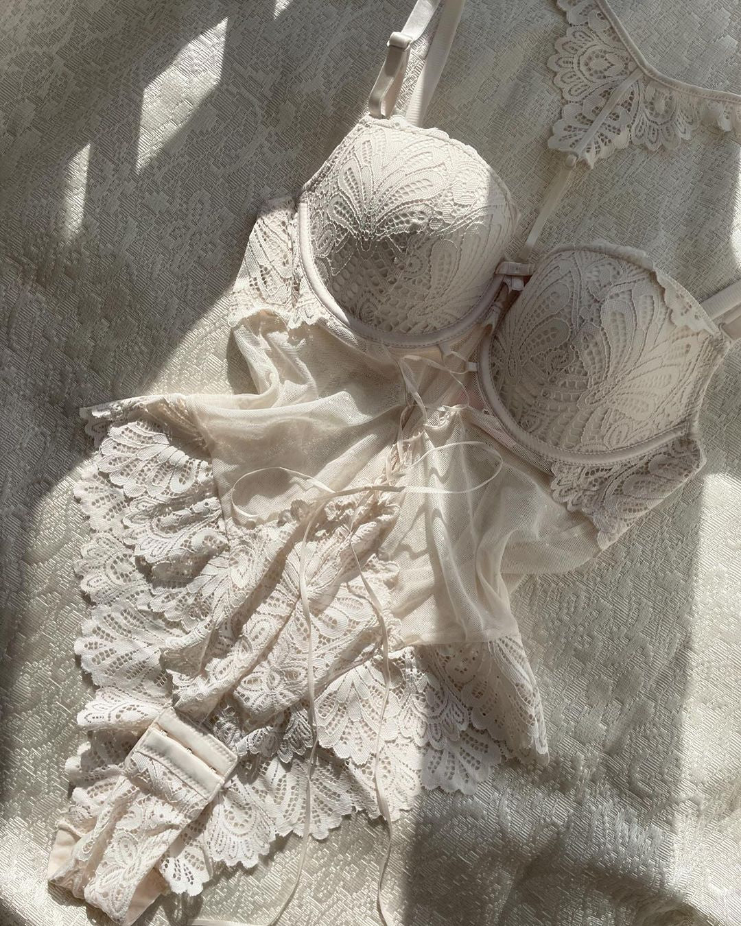 Corset H en tulle Transparent & dentelle