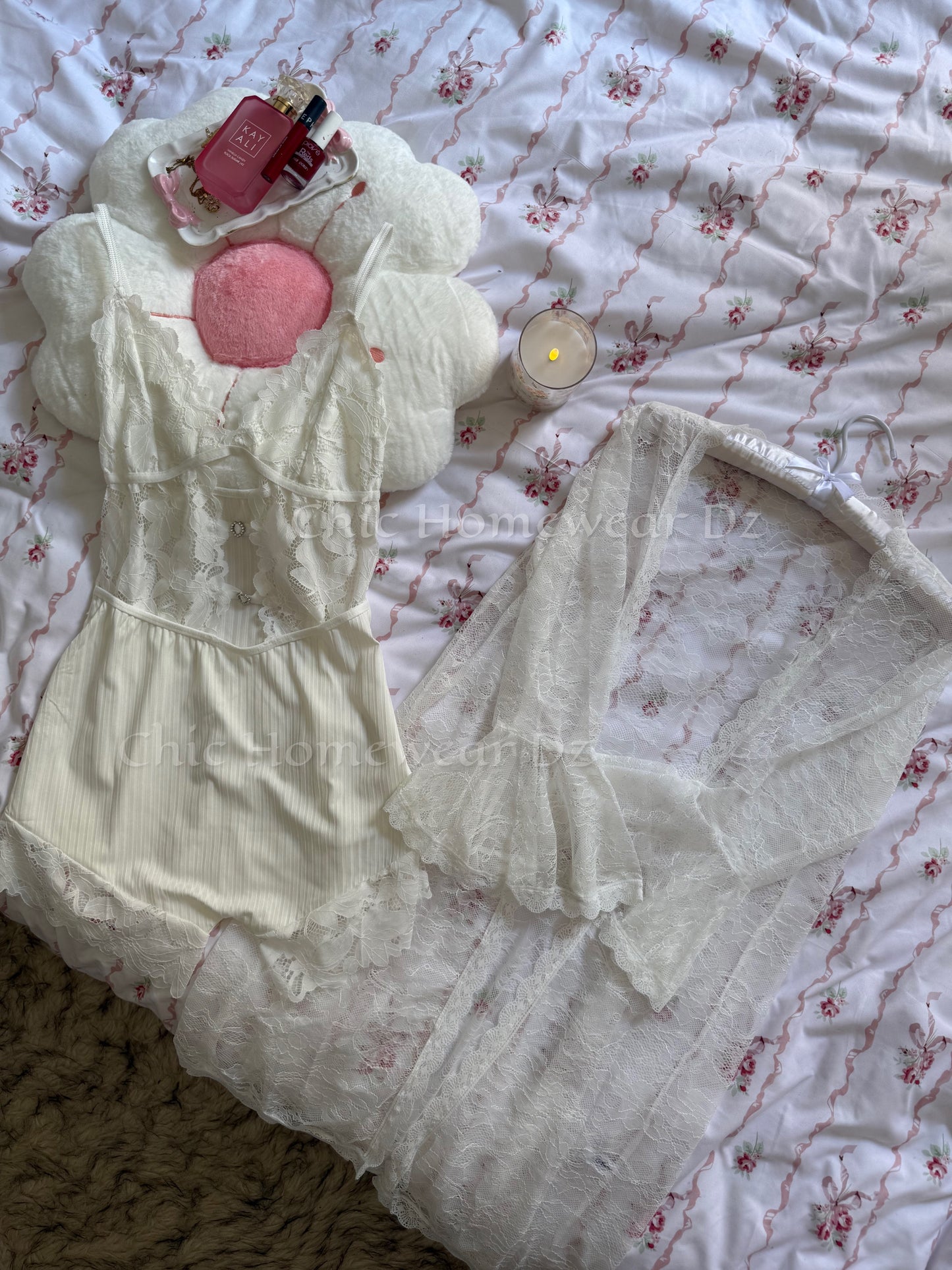 Ensemble Combishort & kimono en dentelle