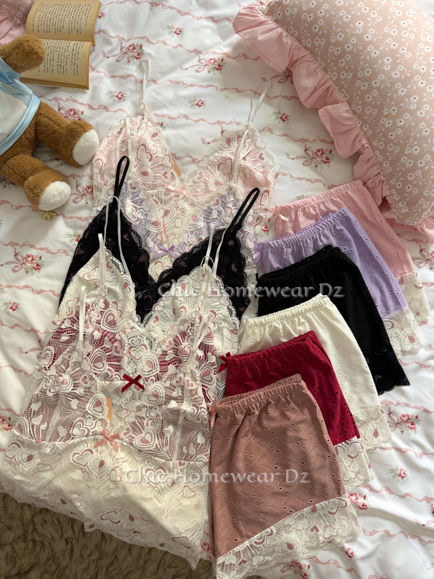Ensemble short dentelle