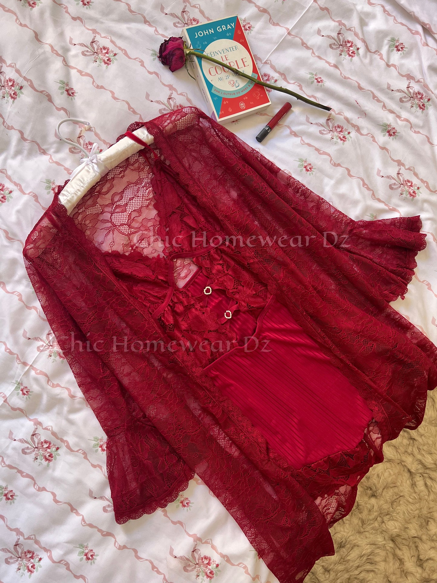 Ensemble Combishort & kimono en dentelle